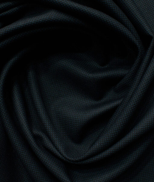 J.Hampstead Men's Polyester Viscose Structured 3.75 Meter Unstitched Suiting Fabric (Dark Blue)
