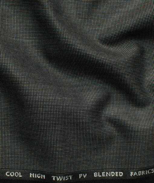 J.Hampstead Men's Polyester Viscose Structured 3.75 Meter Unstitched Suiting Fabric (Black & Light Grey)