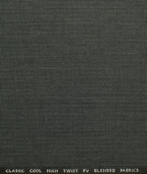 J.Hampstead Men's Polyester Viscose Structured 3.75 Meter Unstitched Suiting Fabric (Black & Light Grey)
