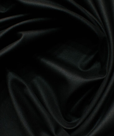 J.Hampstead Men's Polyester Viscose Solids 3.75 Meter Unstitched Suiting Fabric (Black)