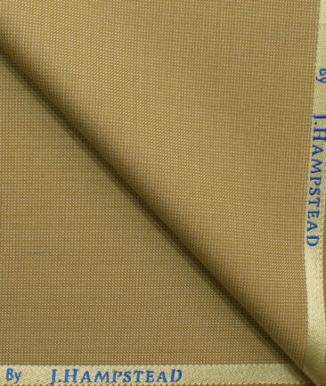 J.Hampstead Men's Polyester Viscose Structured 3.75 Meter Unstitched Suiting Fabric (Fawn Beige)