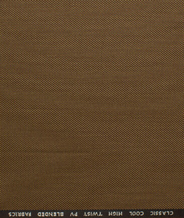 J.Hampstead Men's Polyester Viscose Structured 3.75 Meter Unstitched Suiting Fabric (Peanut Brown)
