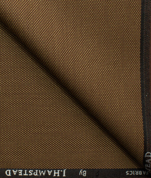 J.Hampstead Men's Polyester Viscose Structured 3.75 Meter Unstitched Suiting Fabric (Peanut Brown)