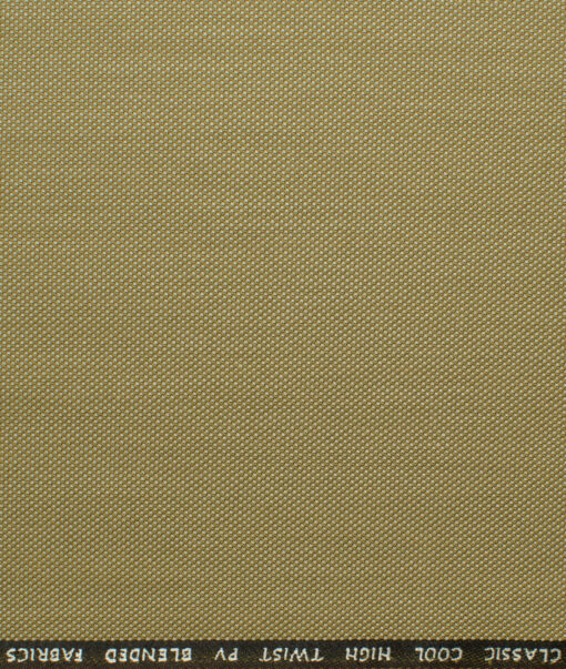J.Hampstead Men's Polyester Viscose Structured 3.75 Meter Unstitched Suiting Fabric (Tan Beige)