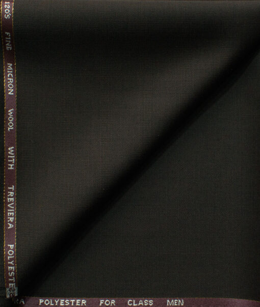 J.Hampstead Men's 45% Wool Checks Super 120's1.30 Meter Unstitched Trouser Fabric (Dark Brown)