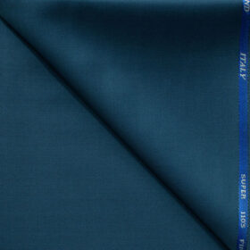 J.Hampstead Men's 45% Wool Solids Super 110's1.30 Meter Unstitched Trouser Fabric (Peacock Blue)