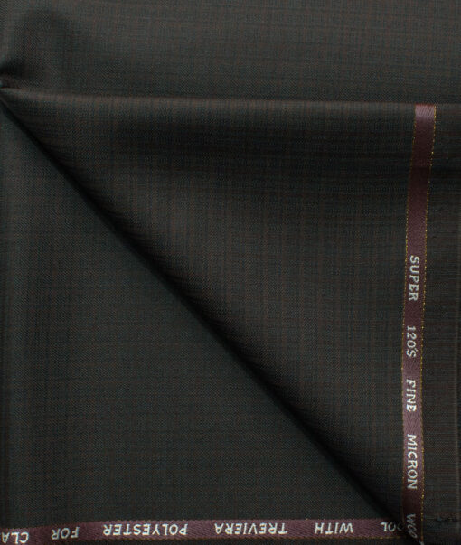 J.Hampstead Men's 45% Wool Checks Super 120's1.30 Meter Unstitched Trouser Fabric (Dark Chocolate Brown)