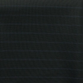 J.Hampstead Men's 45% Wool Striped Super 100's1.30 Meter Unstitched Trouser Fabric (Black)