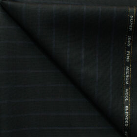 J.Hampstead Men's 45% Wool Striped Super 100's1.30 Meter Unstitched Trouser Fabric (Black)