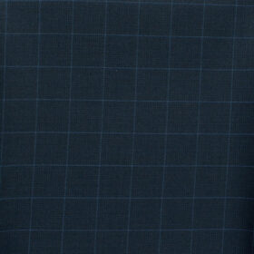 J.Hampstead Men's 45% Wool Checks Super 100's1.30 Meter Unstitched Trouser Fabric (Dark Blue)