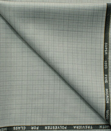 J.Hampstead Men's 45% Wool Checks Super 120's1.30 Meter Unstitched Trouser Fabric (Light Grey)