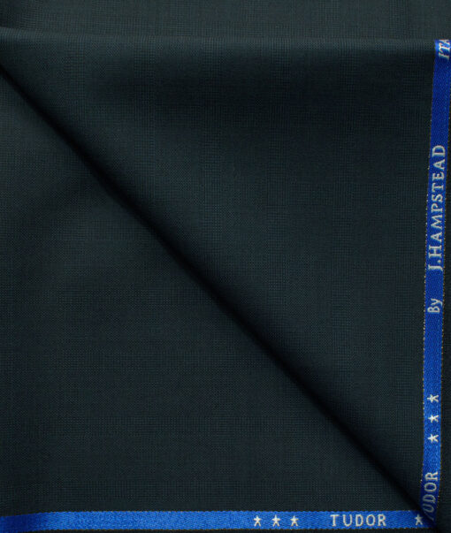 J.Hampstead Men's 45% Wool Checks Super 120's1.30 Meter Unstitched Trouser Fabric (Dark Greenish Blue)