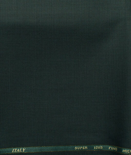 J.Hampstead Men's 45% Wool Self Design Super 120's1.30 Meter Unstitched Trouser Fabric (Dark Green)
