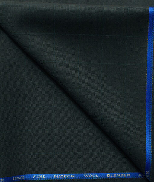 J.Hampstead Men's 45% Wool Checks Super 100's1.30 Meter Unstitched Trouser Fabric (Dark Green)