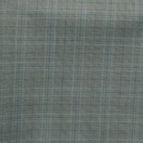J.Hampstead Men's 45% Wool Checks Super 120's1.30 Meter Unstitched Trouser Fabric (Grey)