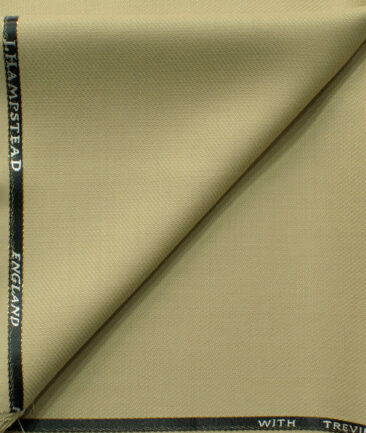J.Hampstead Men's 45% Wool Structured Super 100's1.30 Meter Unstitched Trouser Fabric (Beige)
