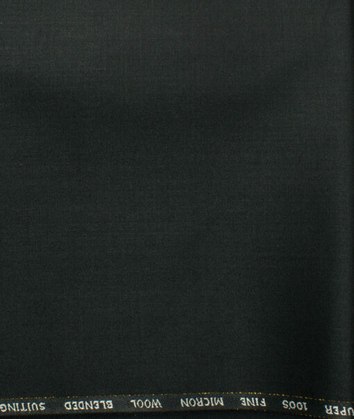 J.Hampstead Men's 45% Wool Solids Super 100's1.30 Meter Unstitched Trouser Fabric (Black)