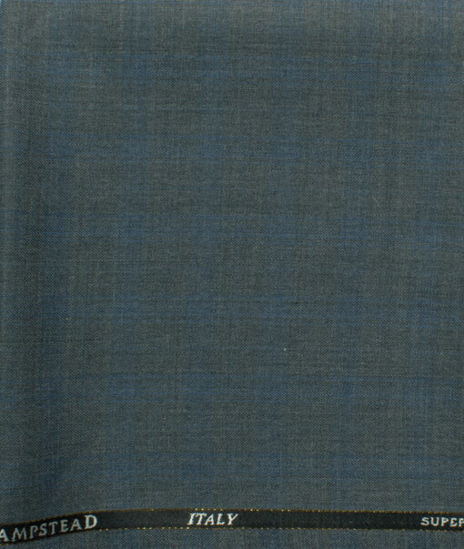 J.Hampstead Men's 45% Wool Checks Super 120's1.30 Meter Unstitched Trouser Fabric (Grey)