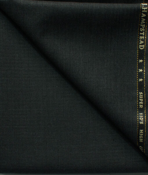 J.Hampstead Men's 45% Wool Self Design Super 110's1.30 Meter Unstitched Trouser Fabric (Dark Grey)