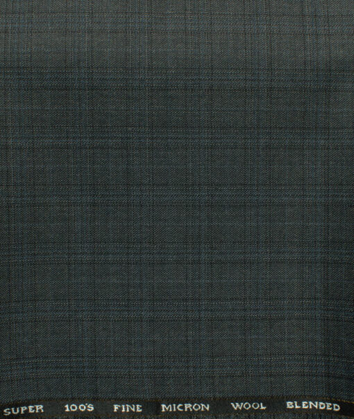 J.Hampstead Men's 45% Wool Checks Super 100's1.30 Meter Unstitched Trouser Fabric (Dark Grey)