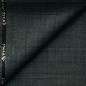 J.Hampstead Men's 45% Wool Checks Super 100's1.30 Meter Unstitched Trouser Fabric (Dark Grey)