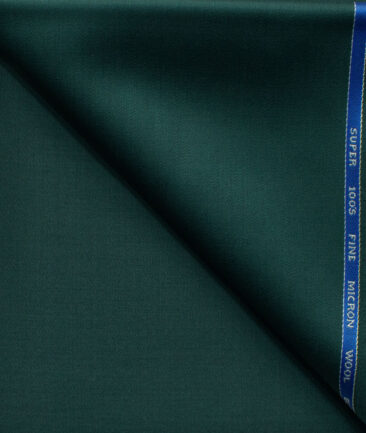 J.Hampstead Men's 45% Wool Solids Super 100's1.30 Meter Unstitched Trouser Fabric (Dark Pine Green)