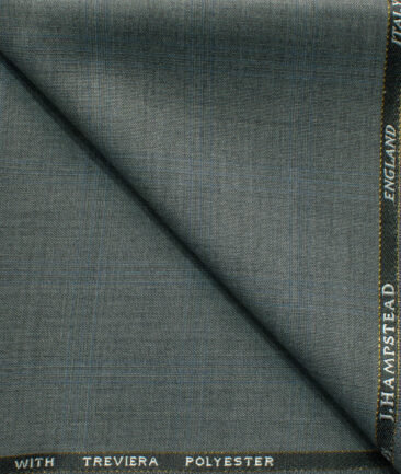 J.Hampstead Men's 45% Wool Checks Super 100's1.30 Meter Unstitched Trouser Fabric (Grey)