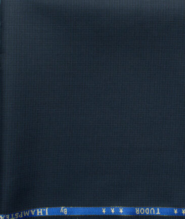 J.Hampstead Men's 45% Wool Self Design Super 120's1.30 Meter Unstitched Trouser Fabric (Dark Blue)
