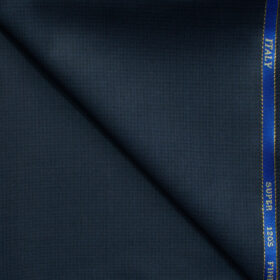 J.Hampstead Men's 45% Wool Self Design Super 120's1.30 Meter Unstitched Trouser Fabric (Dark Blue)