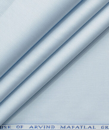 Mafatlal Men's Cotton Blend Wrinkle Free Structured 2.25 Meter Unstitched Shirting Fabric (Sky Blue)