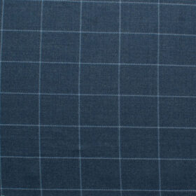 OCM Men's 55% Merino Wool Checks Medium 2 Meter Unstitched Tweed Jacketing & Blazer Fabric (Blue)