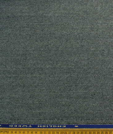 OCM Men's 100% Merino Wool Herringbone Thick  2 Meter Unstitched Tweed Jacketing & Blazer Fabric (Grey)