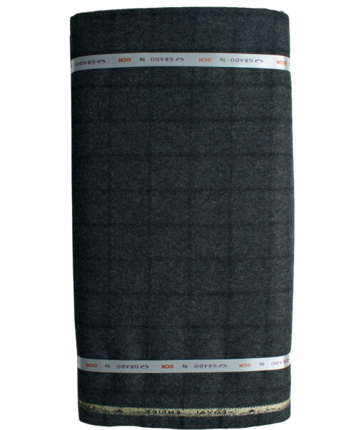 OCM Men's 70% Merino Wool Checks Fine 2 Meter Unstitched Tweed Jacketing & Blazer Fabric (Dark Grey)