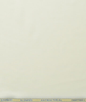 Siyaram's Men's Bamboo Wrinkle Resistant Solids 2.25 Meter Unstitched Shirting Fabric (Cream)
