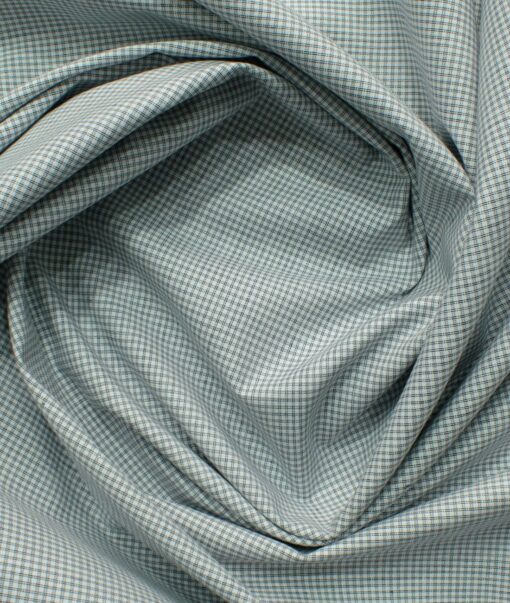 Birla Century Men's 100% Cotton Checks 2.25 Meter Unstitched Shirting Fabric (White & Black)