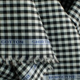 Burgoyne Men's Giza Cotton Checks 2.25 Meter Unstitched Shirting Fabric (White & Black)