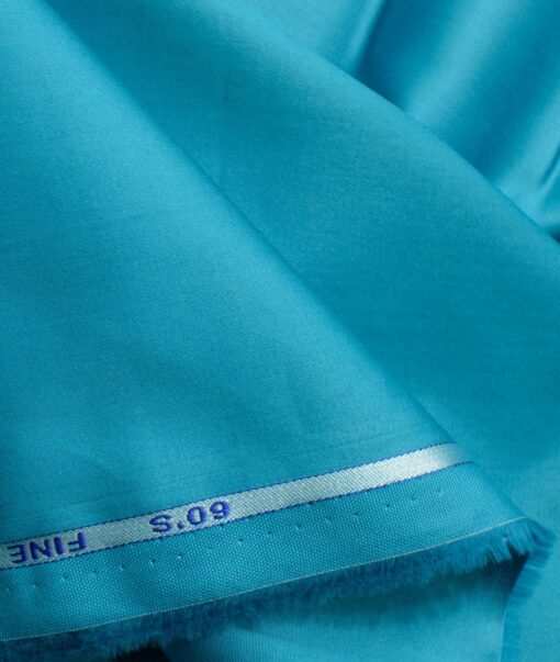 Donear Men's 100% Cotton Solids 2.25 Meter Unstitched Shirting Fabric (Firozi Blue)
