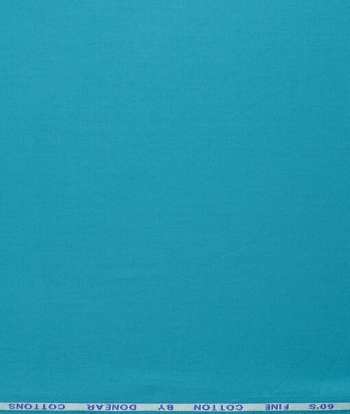Donear Men's 100% Cotton Solids 2.25 Meter Unstitched Shirting Fabric (Firozi Blue)