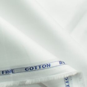 Donear Men's 100% Cotton Solids 2.25 Meter Unstitched Shirting Fabric (White)