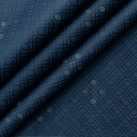 Donzito Men's 100% Cotton Printed 2.25 Meter Unstitched Shirting Fabric (Dark Royal Blue)