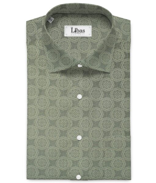 Donzito Men's 100% Cotton Printed 2.25 Meter Unstitched Shirting Fabric (Sage Green)