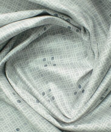 Donzito Men's 100% Cotton Printed 2.25 Meter Unstitched Shirting Fabric (White & Grey)