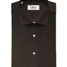 Luthai Men's Luxury Cotton Solids 2.25 Meter Unstitched Shirting Fabric (Dark Brown)