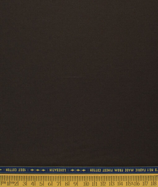 Luthai Men's Luxury Cotton Solids 2.25 Meter Unstitched Shirting Fabric (Dark Brown)
