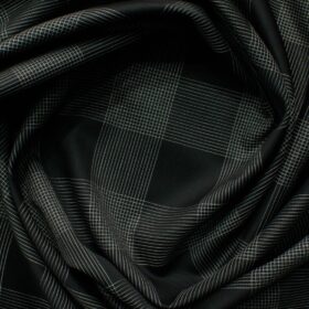 Tessitura Monti Men's Giza Cotton Checks 2.25 Meter Unstitched Shirting Fabric (Black)