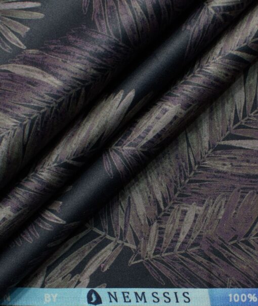 Nemesis Men's Giza Cotton Printed 2.25 Meter Unstitched Shirting Fabric (Dark Purple)