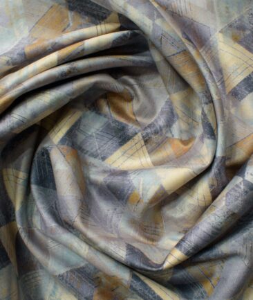 Nemesis Men's Giza Cotton Printed 2.25 Meter Unstitched Shirting Fabric (Light Grey)