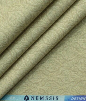 Nemesis Men's Cotton Linen Printed 2.25 Meter Unstitched Shirting Fabric (Beige)