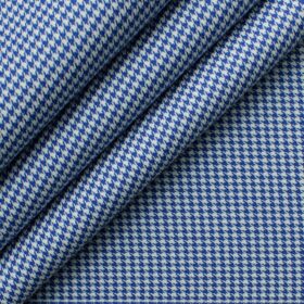 Soktas Men's Giza Cotton Self Design 2.25 Meter Unstitched Shirting Fabric (White & Royal Blue)