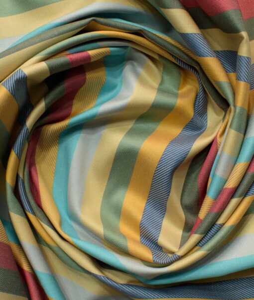 Soktas Men's Giza Cotton Striped 2.25 Meter Unstitched Shirting Fabric (Multicolor)